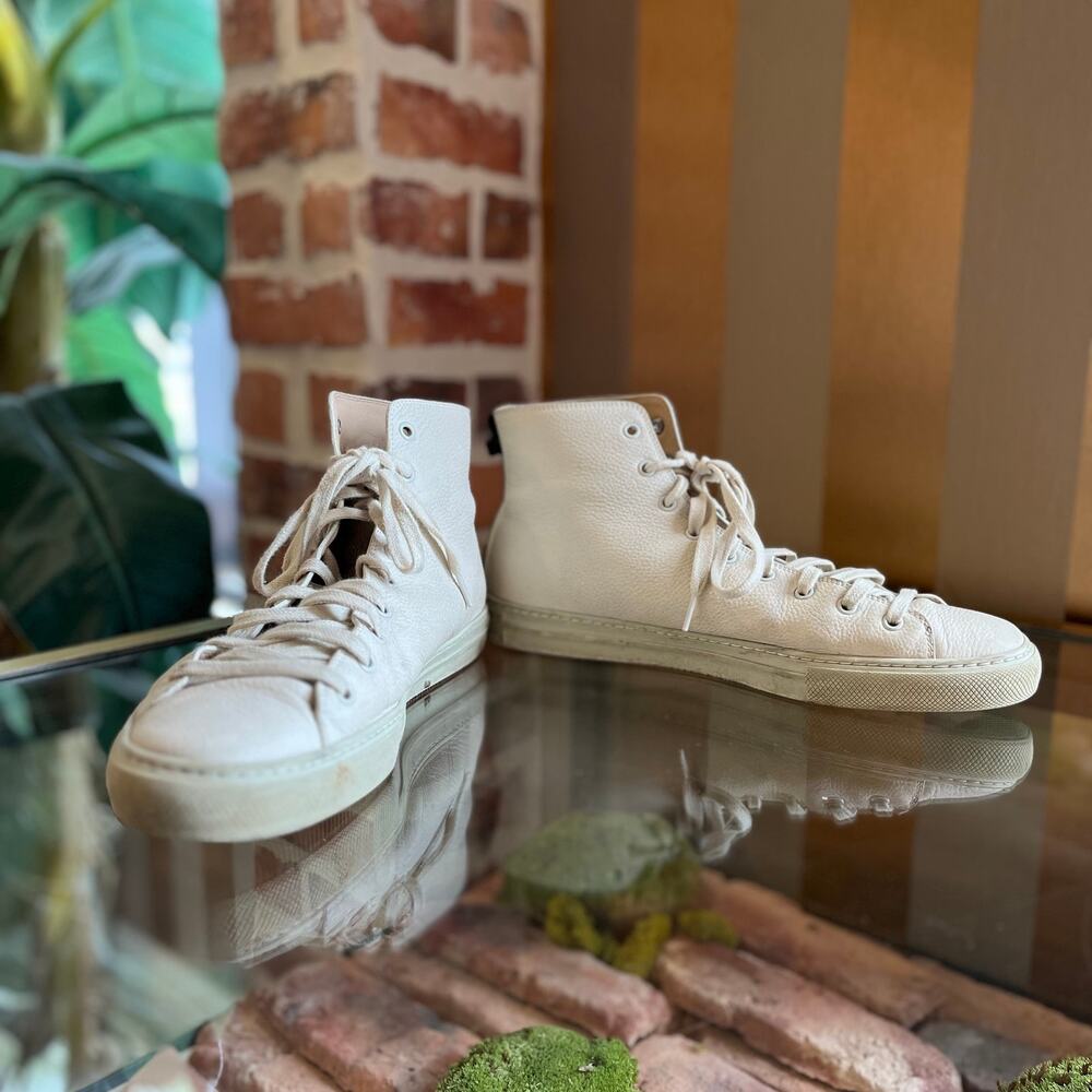 GUCCI Mens White Leather Tiger High Top Sneakers SZ 10.5